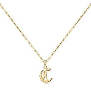 Gold Old English Initial Necklace - Letter C​